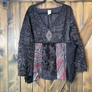 Faded Glory Embellished Boho Paisley Top
